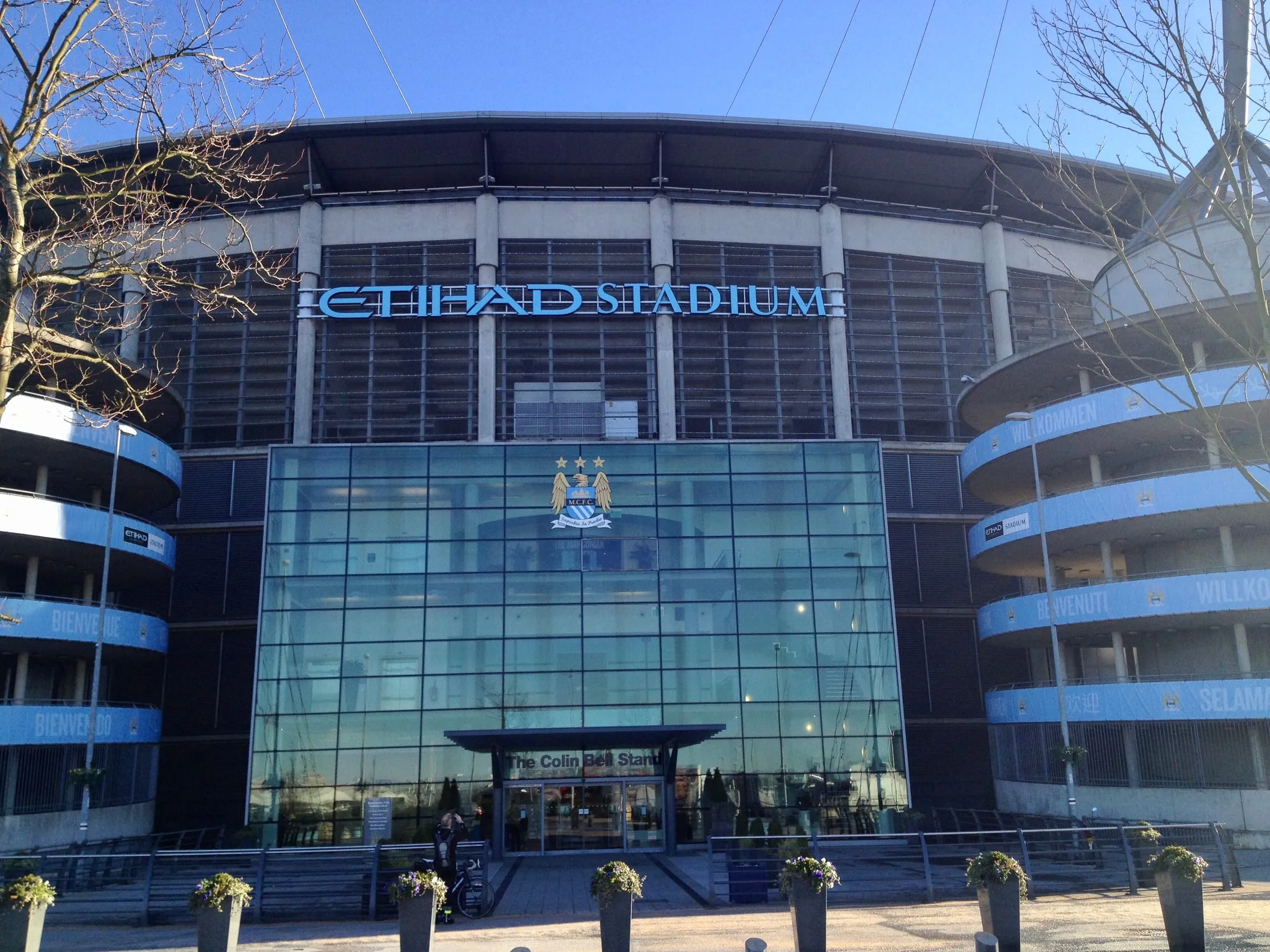 La entrada principal del Etihad Stadium, el estadio del Manchester City