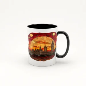 Taza de Londres Atardecer estilo vitreaux gótico
